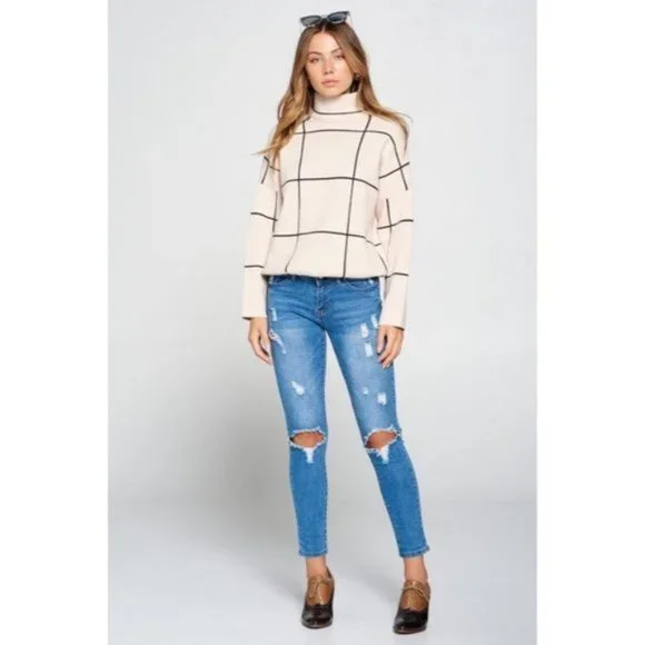 LAST ONE - GRIDLOCK TURTLENECK KNIT SWEATER - Picture 2 of 3